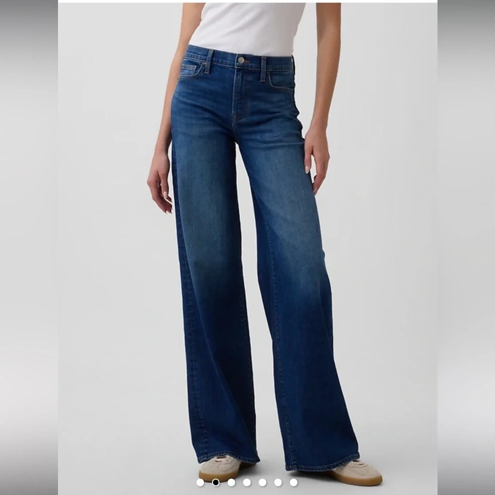 Gap NWT Mid Rise Wide Leg Jeans Size 29 Regular in Dark Wash - Picture 2 of 12